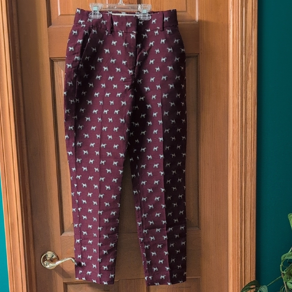 JCrew Women's Burgundy Patterned Dress Pants